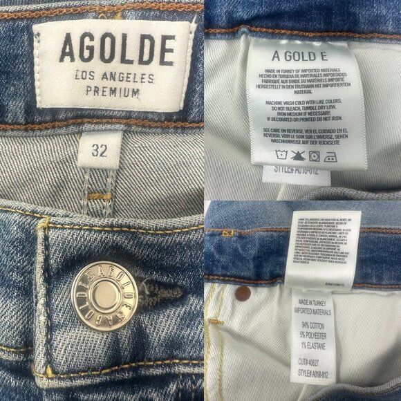 Agolde Sophie High Rise Skinny Crop Distressed Jeans Size 32 In Outsider Wash - Picture 12 of 14